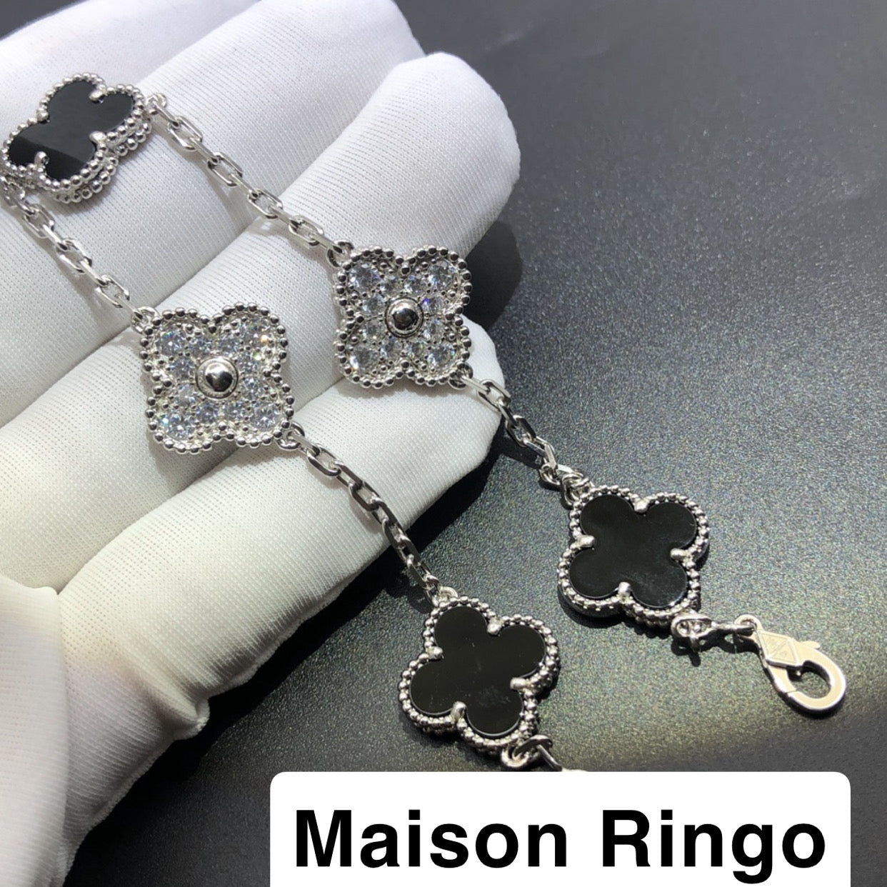 Bracelet VC onyx & Diamants effect 10/10