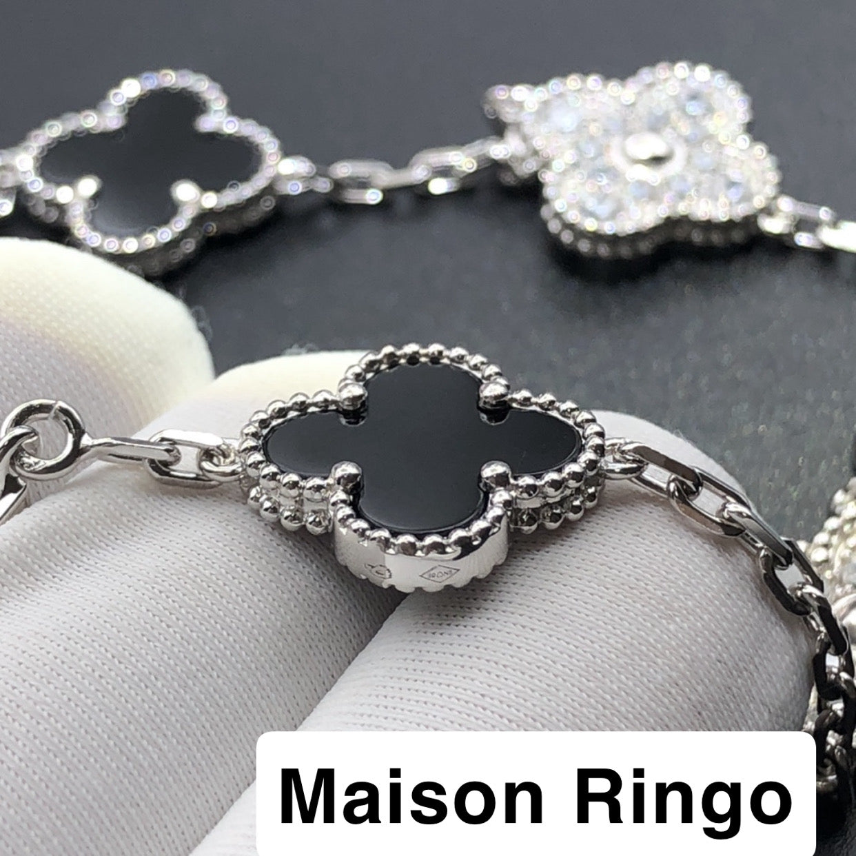 Bracelet VC onyx & Diamants effect 10/10