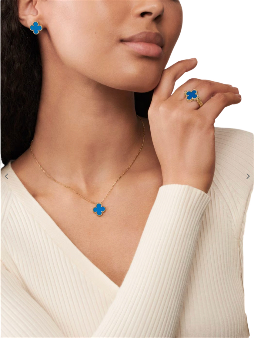 Collier VC Agate Bleu ( REAL GOLD )