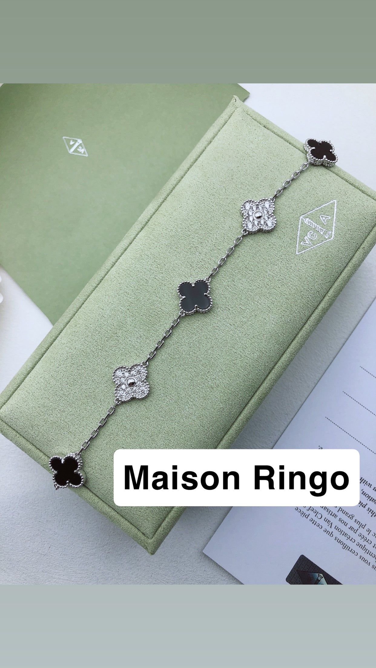 Bracelet VC onyx & Diamants effect 10/10