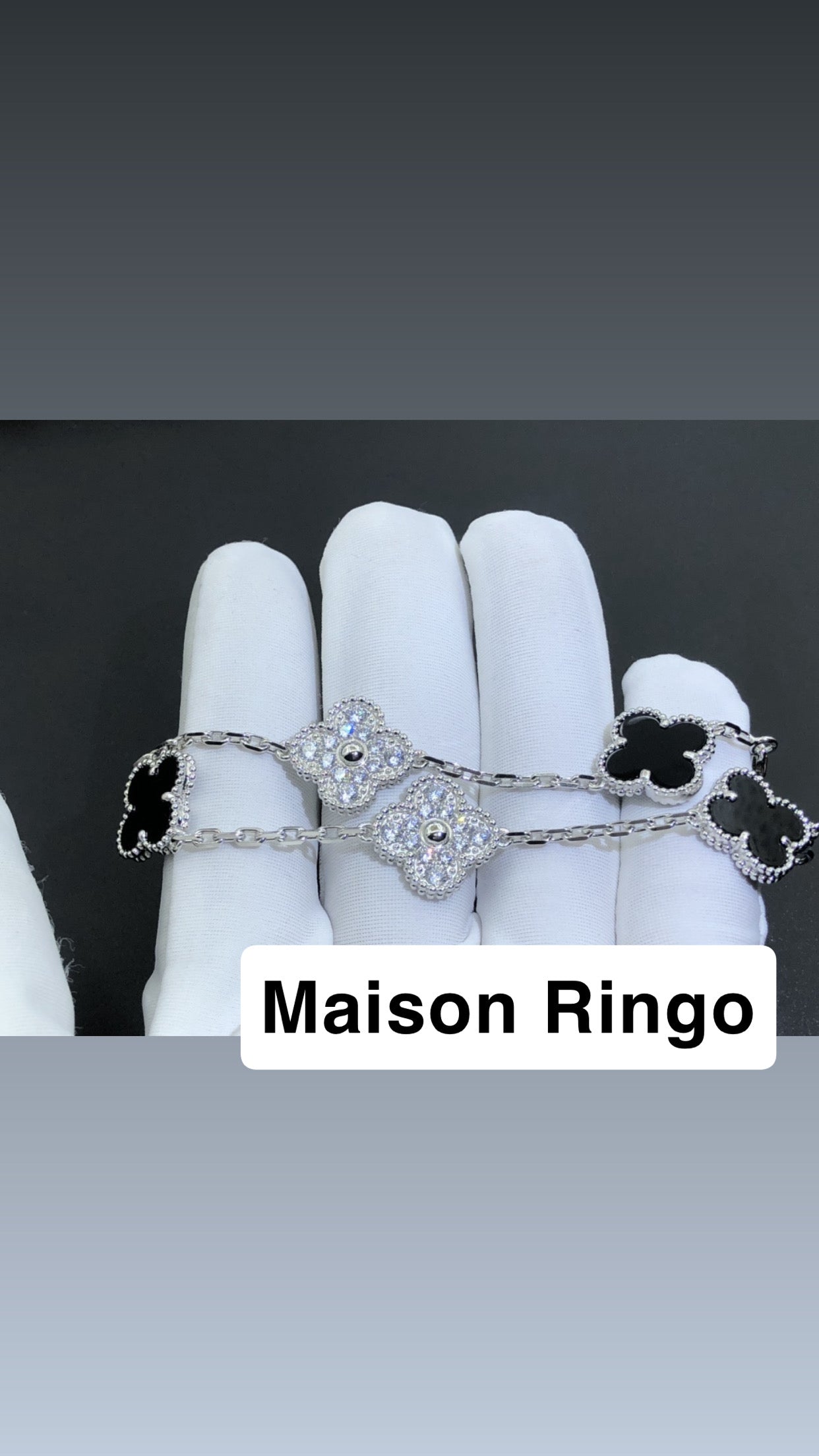 Bracelet VC onyx & Diamants effect 10/10