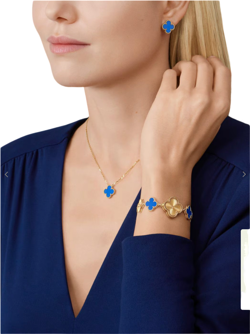 Collier VC Agate Bleu ( REAL GOLD )