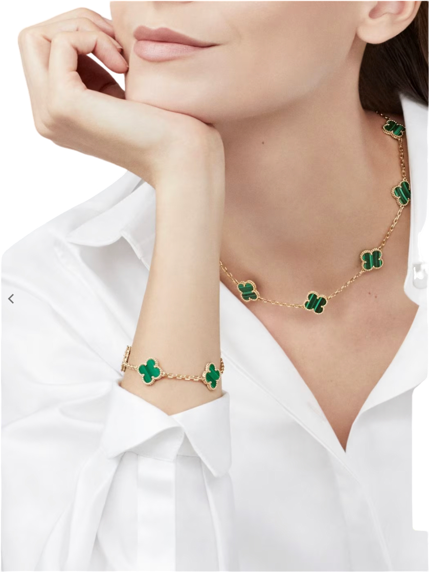 Bracelet VC Alhambra Malachite ( REAL GOLD )