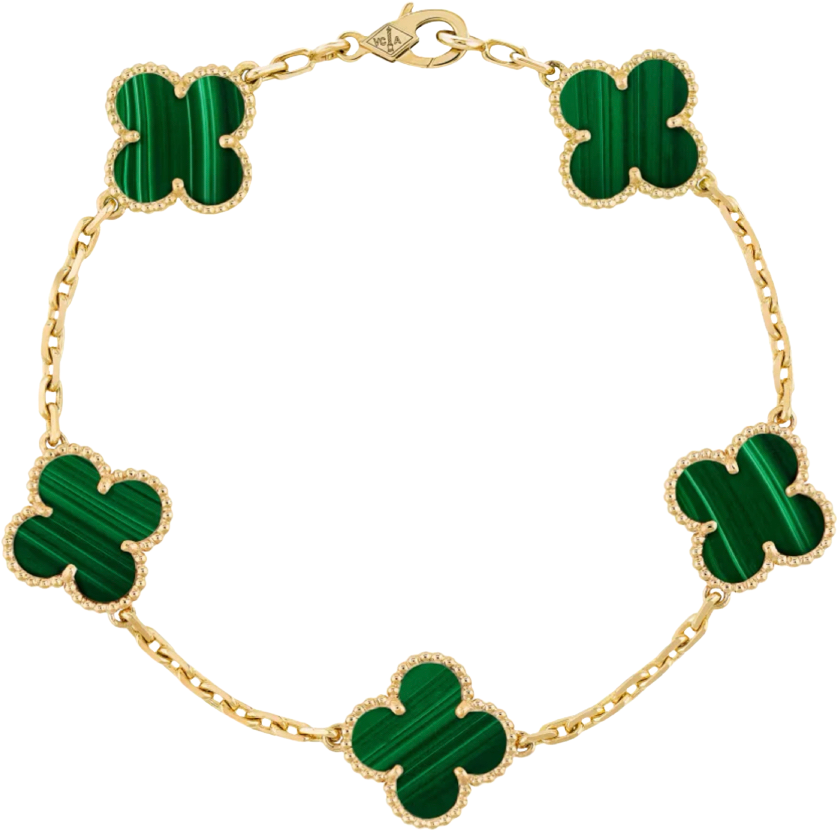 Pulsera VC Alhambra Malaquita (ORO REAL)