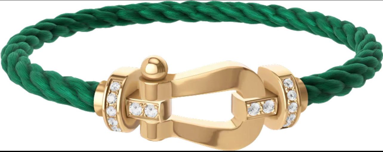 Bracelet Force Green and plated Gold (LARGE MODEL) Zirconium